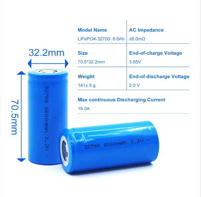 32700 6000mah LiFePO4 Cell At 3C Discharge Rate UN38.3 CE IEC62619